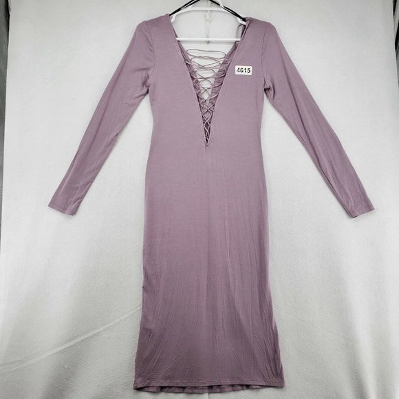 NWT FOREVER 21 Dress Women's Lace up Bodice & Back V-Neck Purple Large - Picture 12 of 12